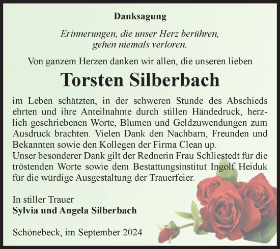 Traueranzeige von Torsten Silberbach von Volksstimme Schönebeck