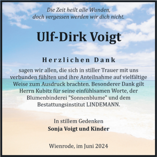 Traueranzeige von Ulf-Dirk Voigt von Volksstimme Wernigerode