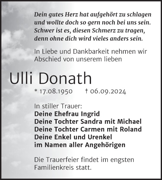 Traueranzeige von Ulli Donath von Trauerkombi Bitterfeld