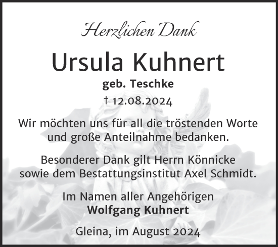 Traueranzeige von Ursula Kuhnert von Naumburger Tageblatt