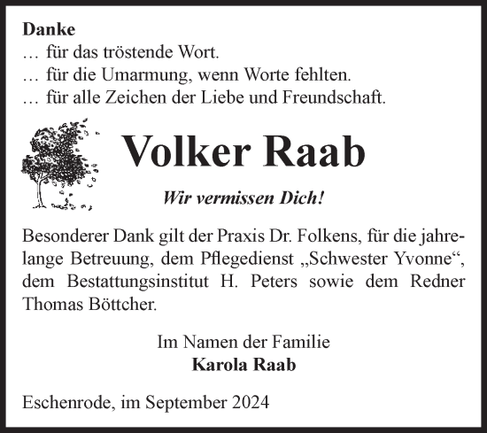 Traueranzeige von Volker Raab von Volksstimme Haldensleben/Wolmirstedt