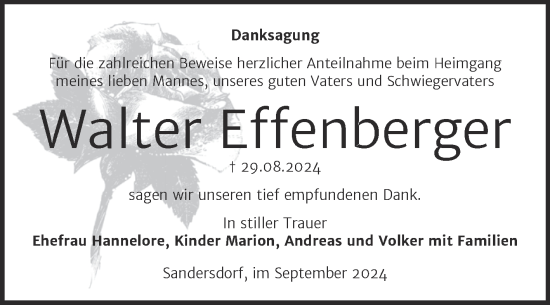 Traueranzeige von Walter Effenberger von Trauerkombi Bitterfeld