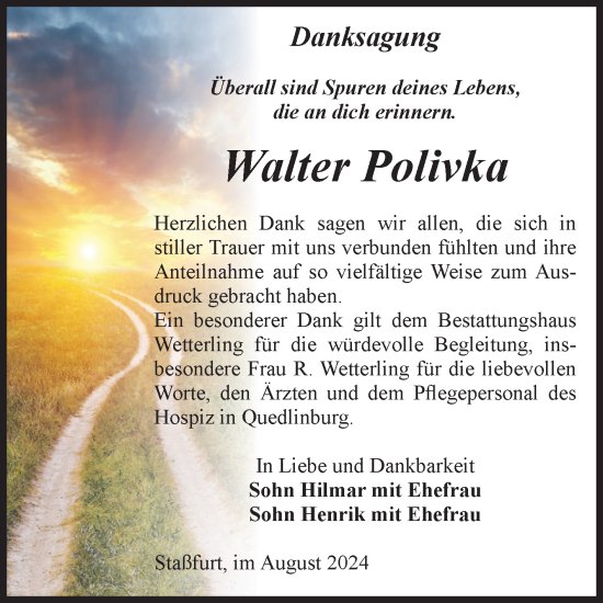 Traueranzeige von Walter Polivka 