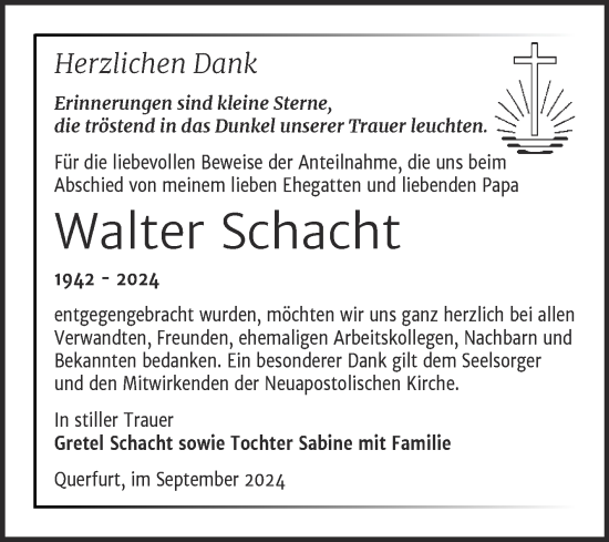 Traueranzeige von Walter Schacht von Trauerkombi Merseburg