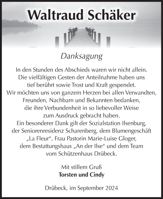 Traueranzeige von Waltraud Schäker von Volksstimme Wernigerode