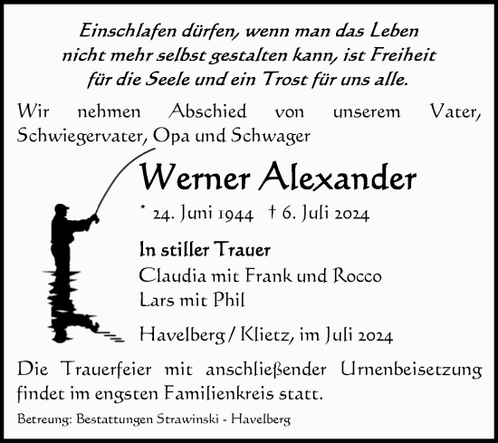 Traueranzeige von Werner Alexander von Volksstimme Altmark Ost