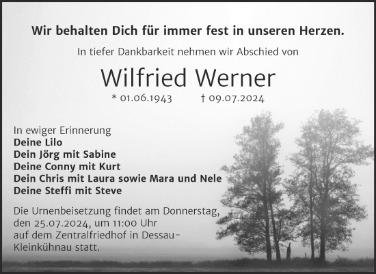 Traueranzeige von Wilfried Werner von Trauerkombi Dessau
