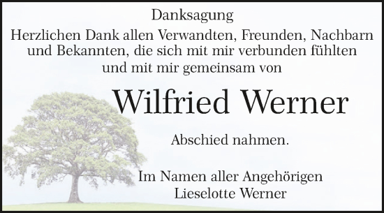 Traueranzeige von Wilfried Werner von Trauerkombi Dessau