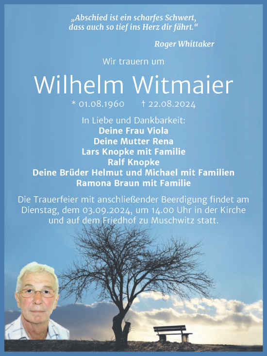 Traueranzeige von Wilhelm Witmaier von Trauerkombi Weißenfels