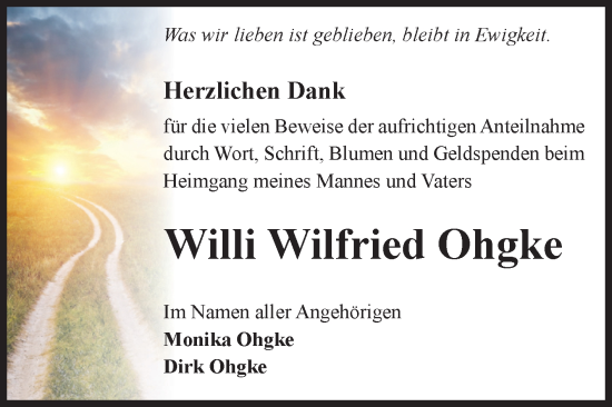 Traueranzeige von Willi Wilfried Ohgke von Volksstimme Magdeburg