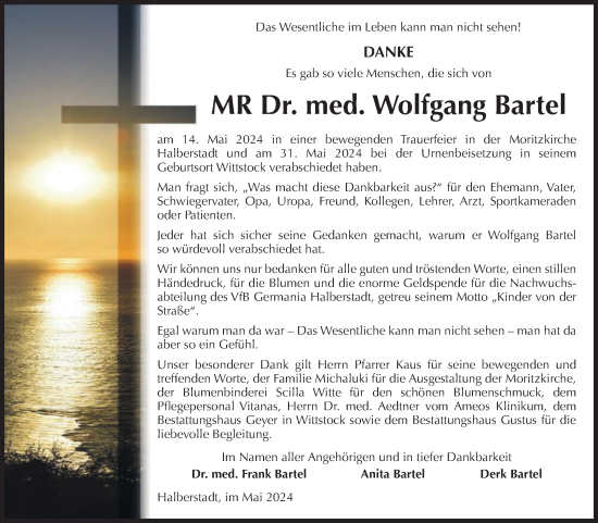 Traueranzeige von Wolfgang Bartel von Volksstimme Halberstadt