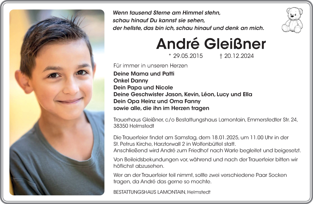 Traueranzeige für André Gleißner vom 11.01.2025 aus Volksstimme Magdeburg