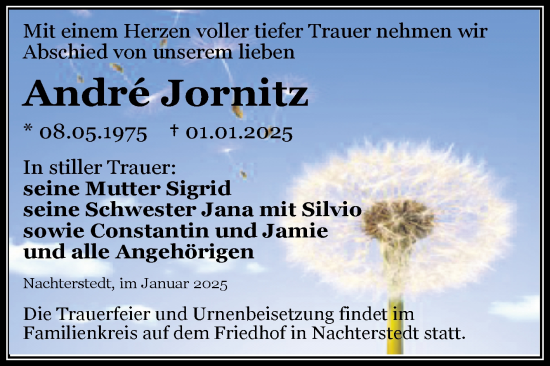 Traueranzeige von André Jornitz von Trauerkombi Aschersleben