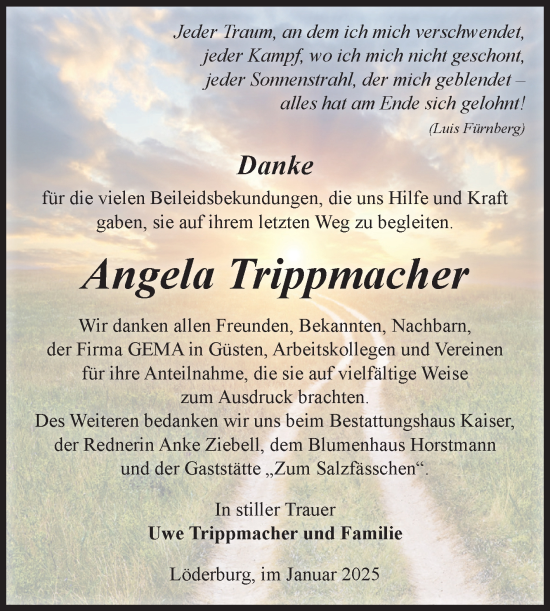 Traueranzeige von Angela Trippmacher von Volksstimme Staßfurt