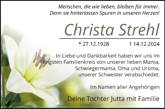 Traueranzeige von Christa Strehl von Volksstimme Magdeburg