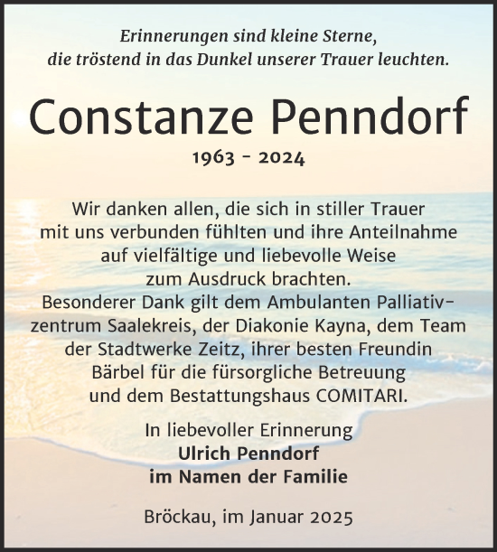 Traueranzeige von Constanze Penndorf von Trauerkombi Zeitz