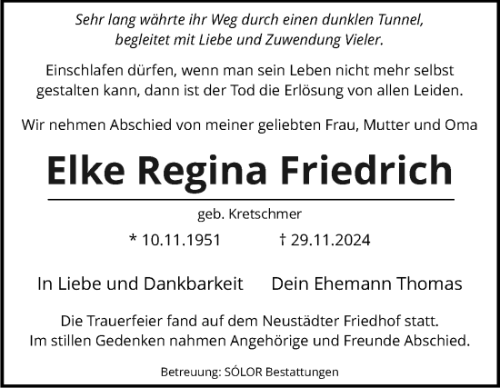 Traueranzeige von Elke Regina Friedrich von Volksstimme Magdeburg