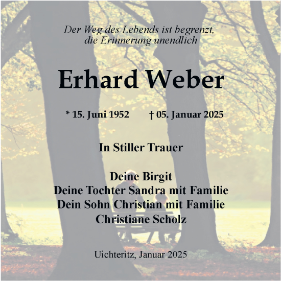 Traueranzeige von Erhard Weber von Trauerkombi Weißenfels