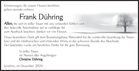 Traueranzeige von Frank Dühring von Volksstimme Burg/Genthin