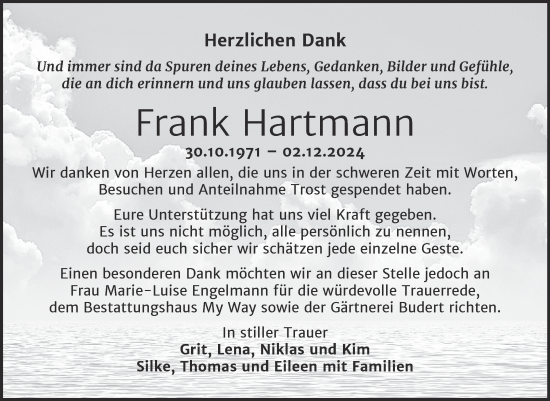 Traueranzeige von Frank Hartmann von Trauerkombi Weißenfels