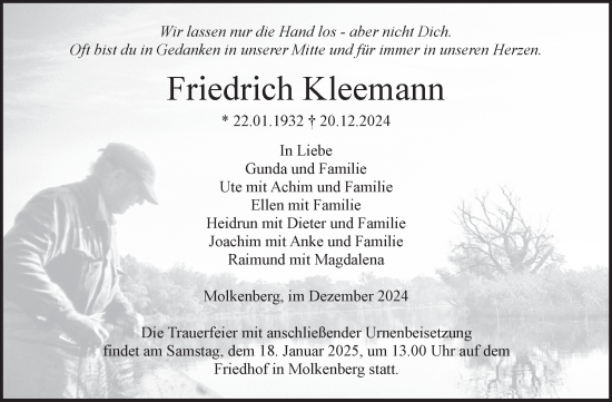 Traueranzeige von Friedrich Kleemann von Volksstimme Altmark Ost