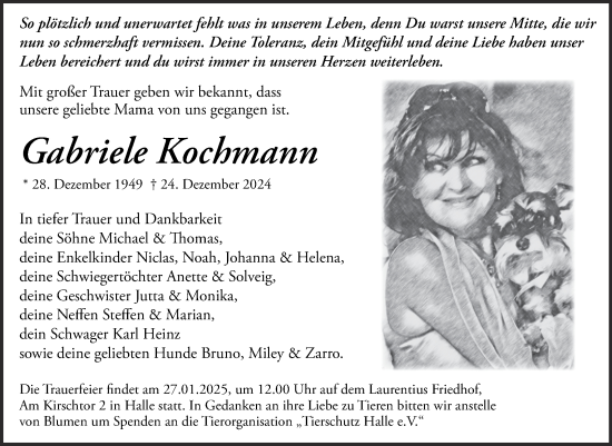 Traueranzeige von Gabriele Kochmann von Mitteldeutsche Zeitung Halle/Saalkreis