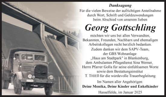 Traueranzeige von Georg Gottschling von Volksstimme Wernigerode