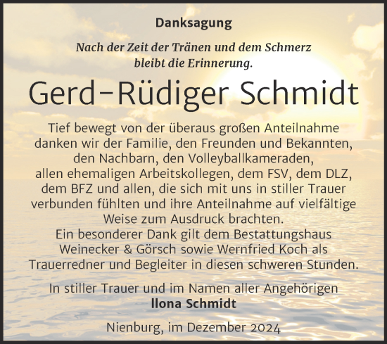 Traueranzeige von Gerd-Rüdiger Schmidt von Trauerkombi Bernburg