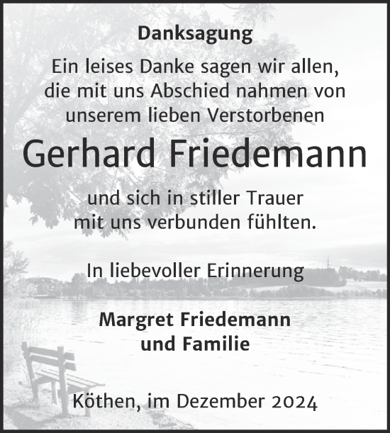 Traueranzeige von Gerhard Friedemann von Trauerkombi Weißenfels