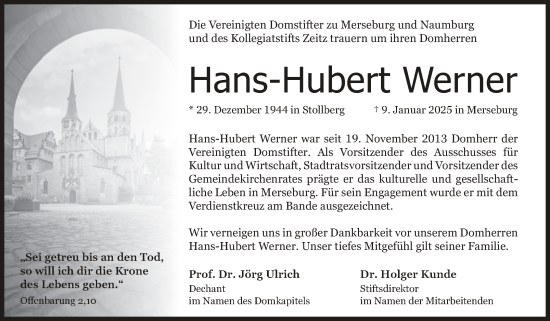 Traueranzeige von Hans-Hubert Werner von Naumburger Tageblatt