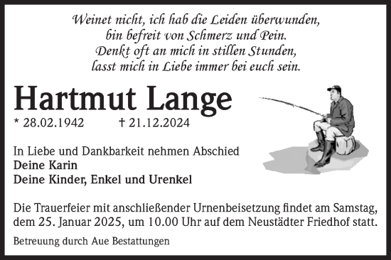Traueranzeige von Hartmut Lange von Volksstimme Magdeburg