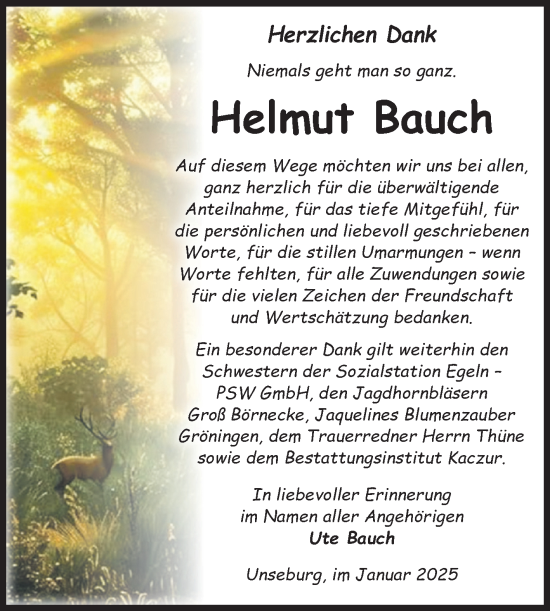 Traueranzeige von Helmut Bauch von Volksstimme Staßfurt