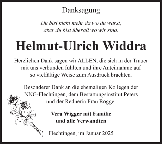 Traueranzeige von Helmut-Ulrich Widdra von Volksstimme Haldensleben/Wolmirstedt