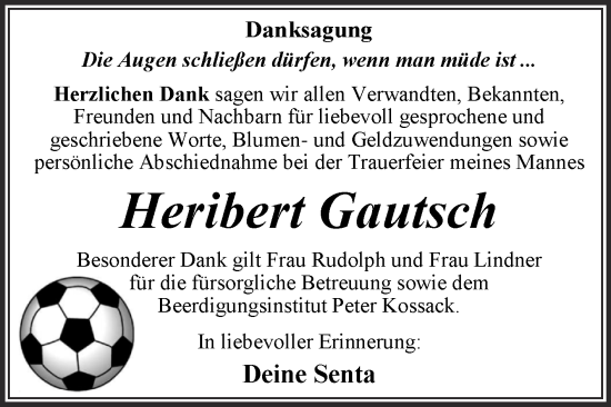 Traueranzeige von Heribert Gautsch von Trauerkombi Dessau