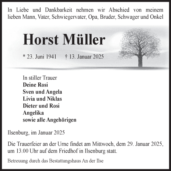 Traueranzeige von Horst Müller von Volksstimme Wernigerode