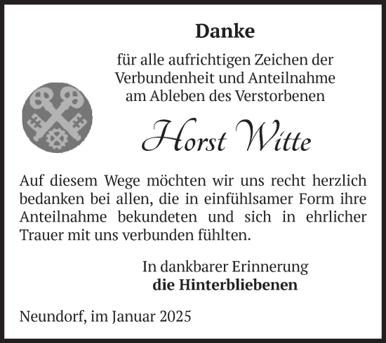 Traueranzeige von Horst Witte 