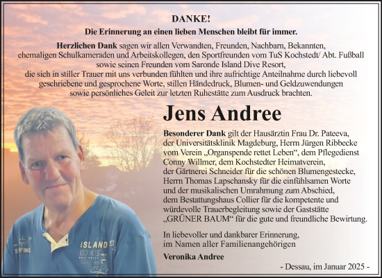 Traueranzeige von Jens Andree von Trauerkombi Dessau