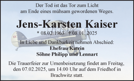 Traueranzeige von Jens-Karsten Kaiser von Mitteldeutsche Zeitung Halle/Saalkreis