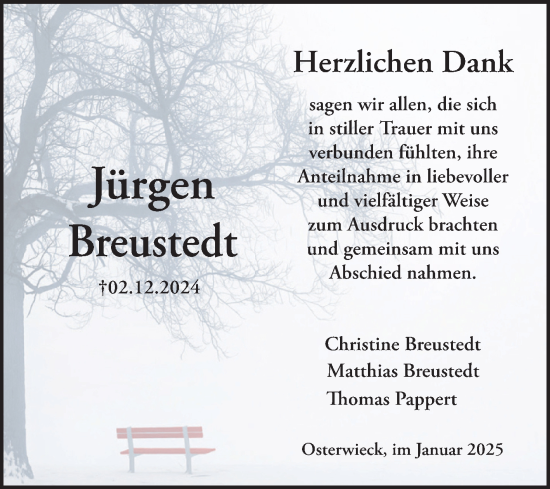 Traueranzeige von Jürgen Breustedt von Volksstimme Halberstadt