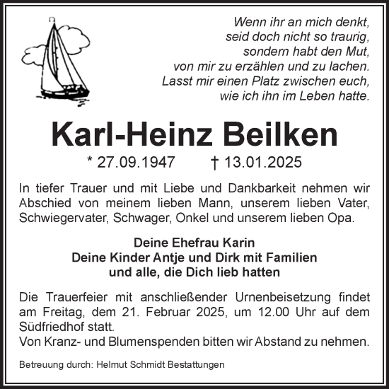 Traueranzeige von Karl-Heinz Beilken von Volksstimme Magdeburg