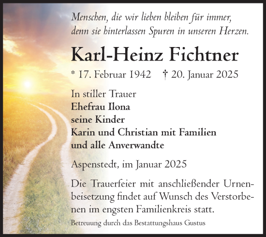 Traueranzeige von Karl-Heinz Fichtner von Volksstimme Halberstadt