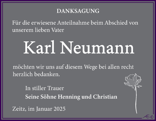 Traueranzeige von Karl Neumann von Trauerkombi Zeitz