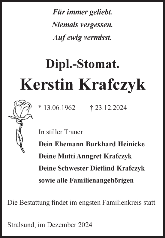 Traueranzeige von Kerstin Krafczyk von Volksstimme Magdeburg