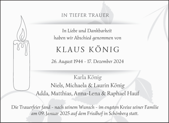 Traueranzeige von Klaus König von Volksstimme Altmark Ost