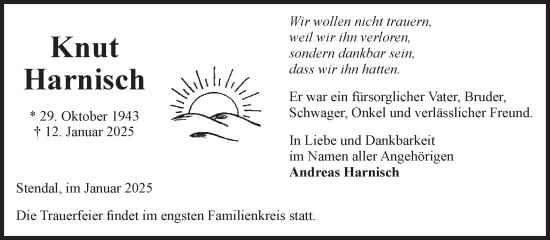 Traueranzeige von Knut Harnisch von Volksstimme Altmark Ost