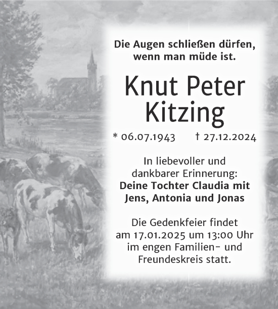 Traueranzeige von Knut Peter Kitzing von Trauerkombi Dessau