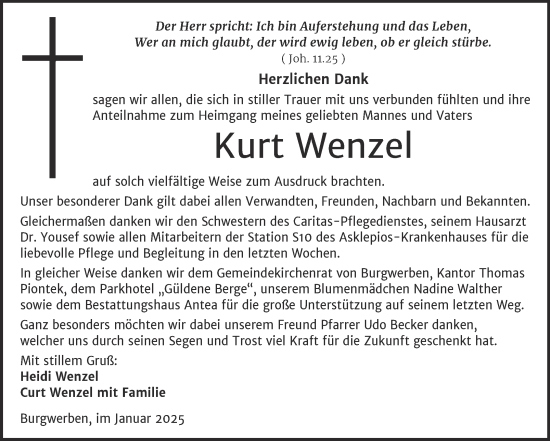 Traueranzeige von Kurt Wenzel von Trauerkombi Weißenfels