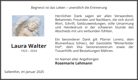Traueranzeige von Laura Walter von Volksstimme Altmark West