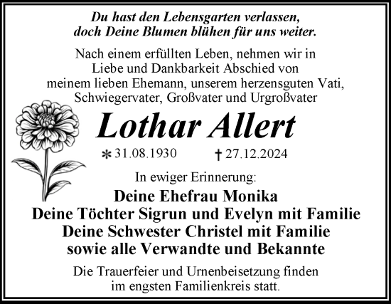 Traueranzeige von Lothar Allert von Trauerkombi Dessau