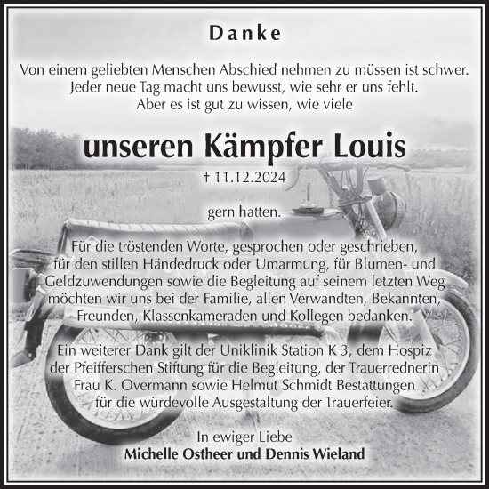 Traueranzeige von Louis  von Volksstimme Haldensleben/Wolmirstedt
